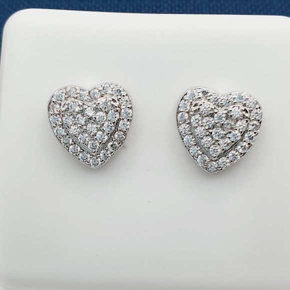 "925 Sterling Silver Plated CZ Earrings, INUS1BR160 - Picture 1 of 9